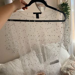 Mesh White / Pearl & Rhinestoned top